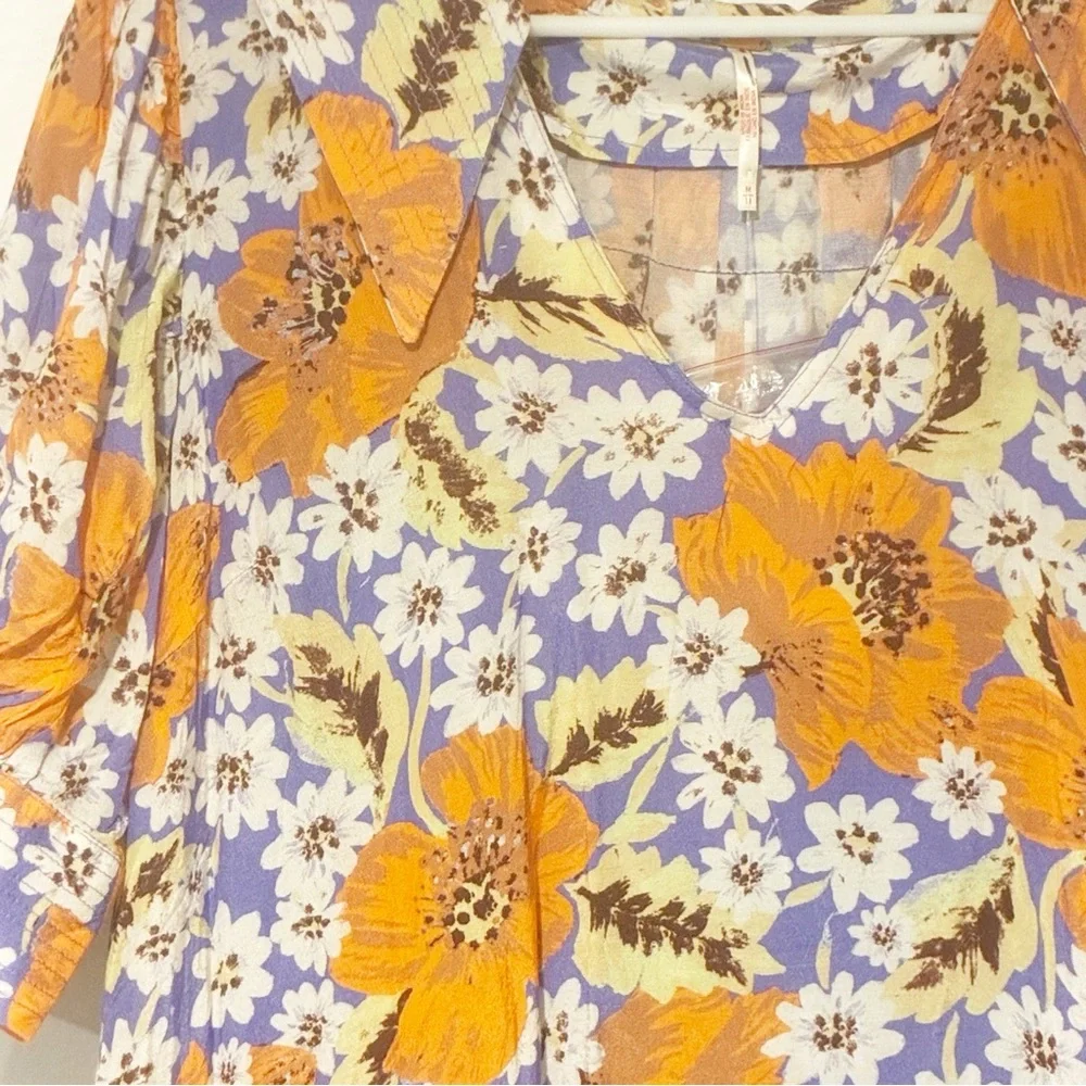 Free People Size Medium Sugar Crush‎ Mini Dress Cobalt Combo Floral - Picture 3 of 7